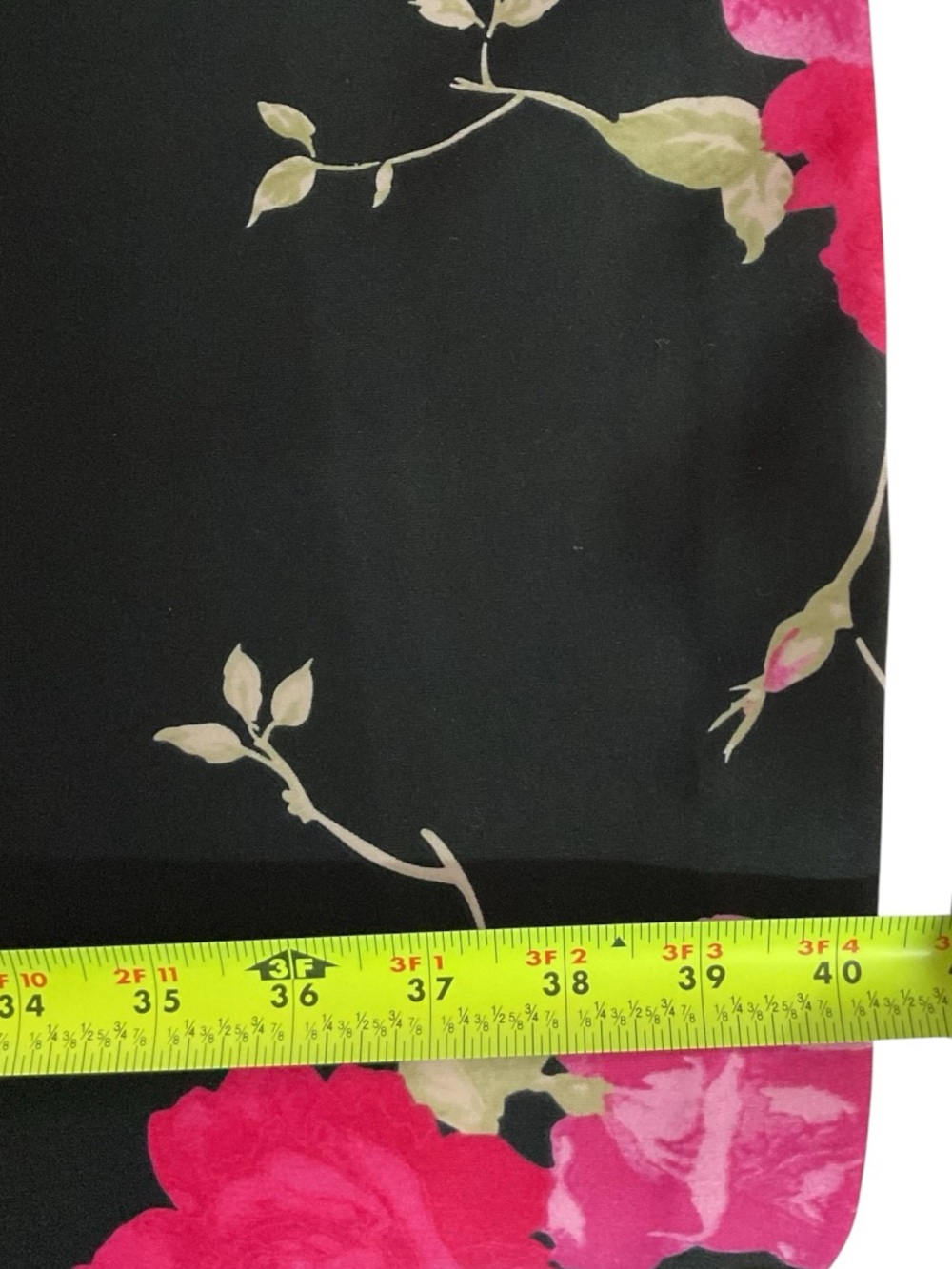 NWOT Betsey Johnson Black Midi Dress w/ Hot Pink Floral Print P:22” L:40” - Picture 5 of 6